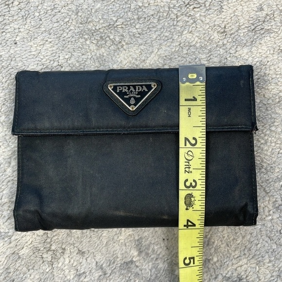 Prada Nylon Envelope Snap Wallet Black Designer Classic Everyday Triangle Plaque - Picture 16 of 16